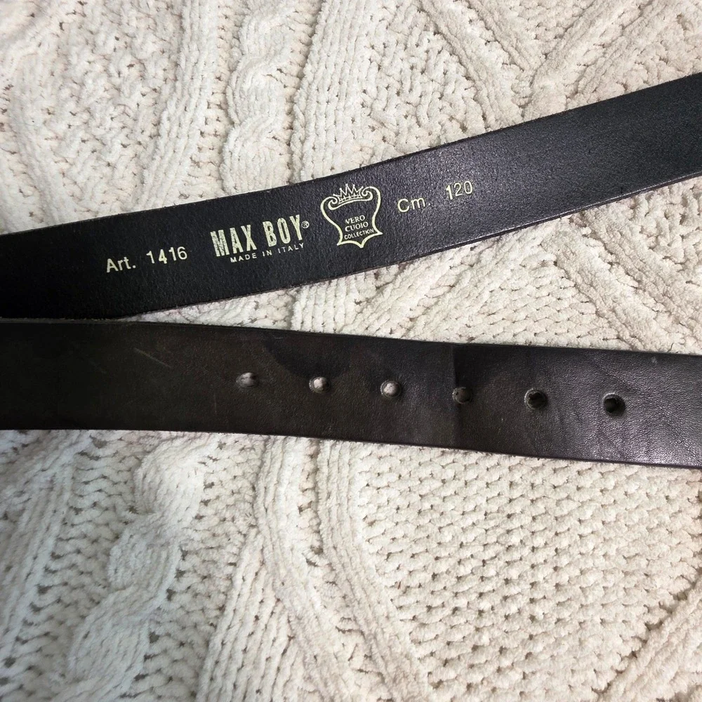 VTG MAX BOY Made in Italy Leather Belt Dark Brown Mens 120cm 42 44 46